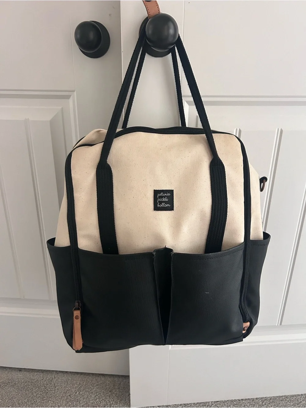 Petunia Pickle Bottom Two-Tone Black and Cream Baby Bag Backpack